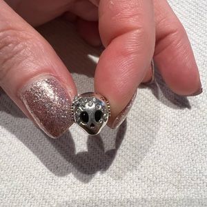 PANDORA skull charm with diamonds and black onyx accents